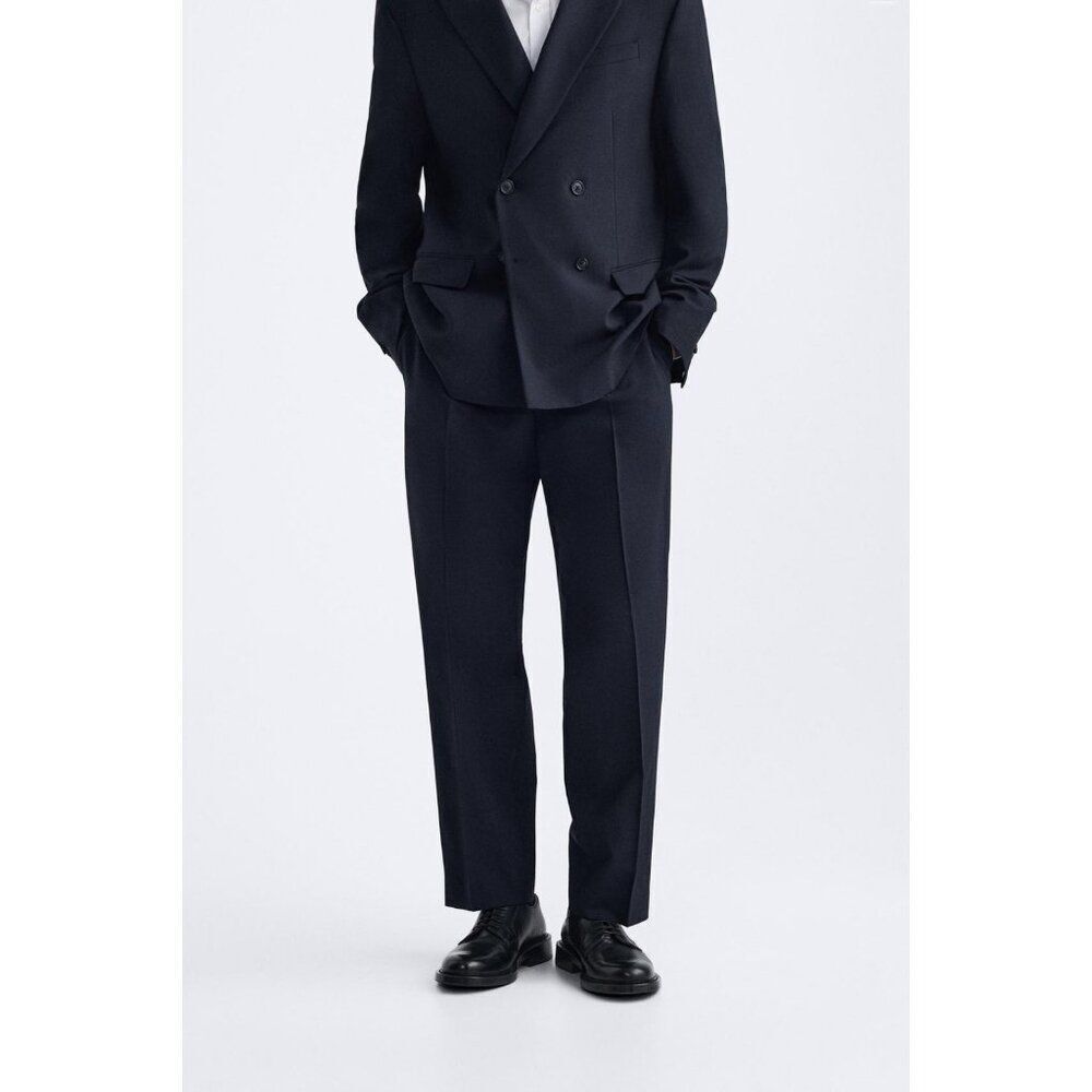 Zara Man Sartorial Pants EU 42 US 32 Blue Trousers Wool Straight 4886/774 NWoT